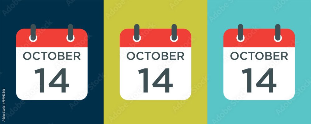 Obraz premium calendar - October 14 icon illustration isolated vector sign symbol