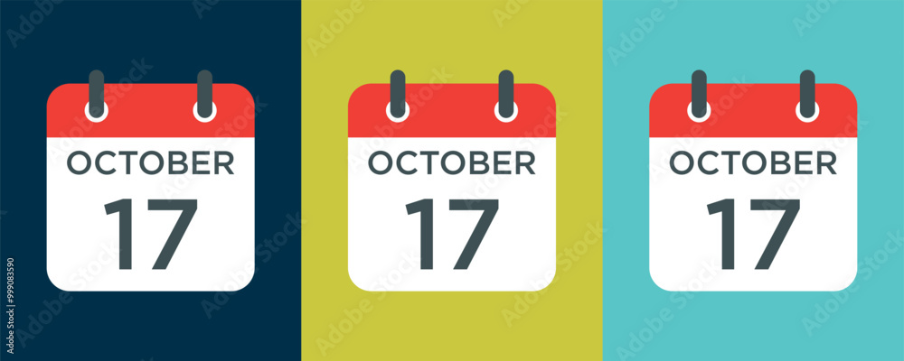 Obraz premium calendar - October 17 icon illustration isolated vector sign symbol