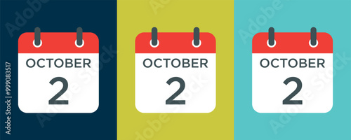 calendar - October 2 icon illustration isolated vector sign symbol