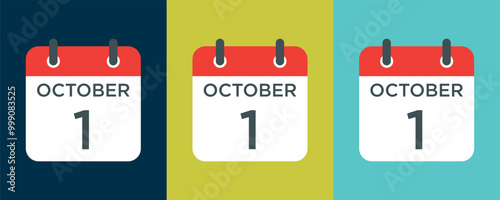 calendar - October 1 icon illustration isolated vector sign symbol