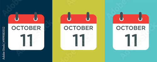 calendar - October 11 icon illustration isolated vector sign symbol