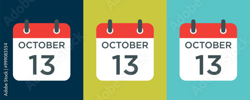 calendar - October 13 icon illustration isolated vector sign symbol