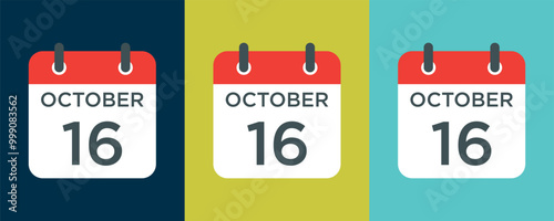 calendar - October 16 icon illustration isolated vector sign symbol