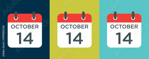 calendar - October 14 icon illustration isolated vector sign symbol