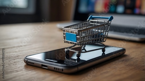 Online-Shopping neu definiert: Smartphone mit Einkaufswagen
