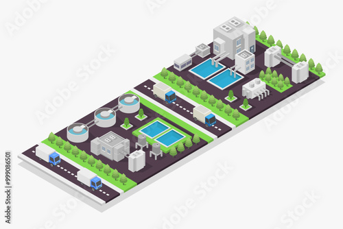 Wastewater treatment plant isometric