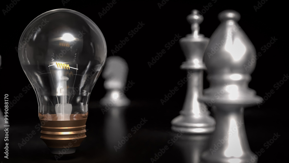 The light bulb and chess for idea or business concept 3d rendering. The light bulb and chess for idea or business concept 3d rendering.