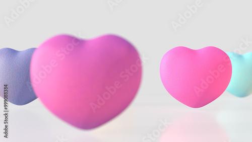 The Heart multicolor for love concept 3d rendering.