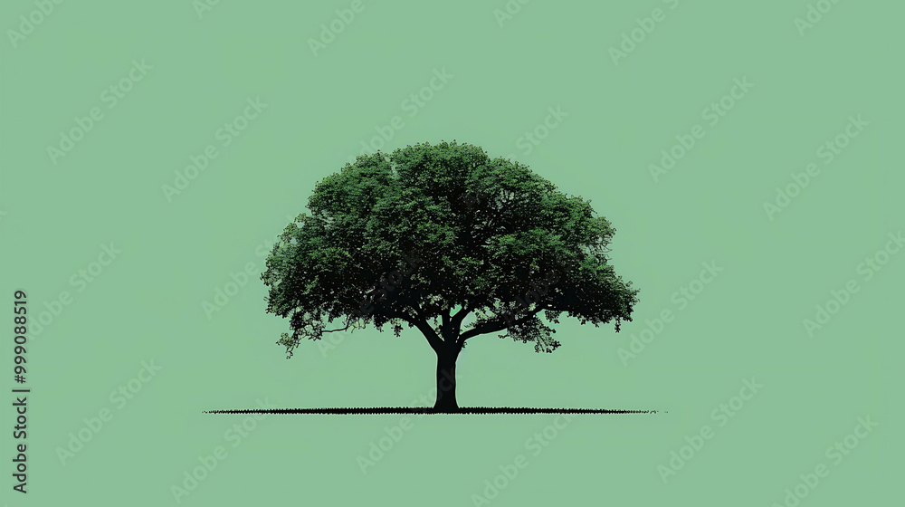A single tree stands alone in a green field. A single tree stands alone in a green field.