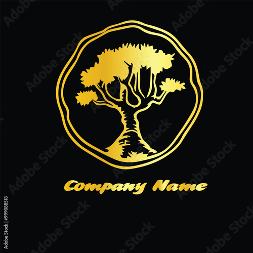 Tree Golden Logo vector, illustration, icon, design, stamp, symbol, sign, vintage, sport, label, logo, holiday, tattoo, christmas, badge, art