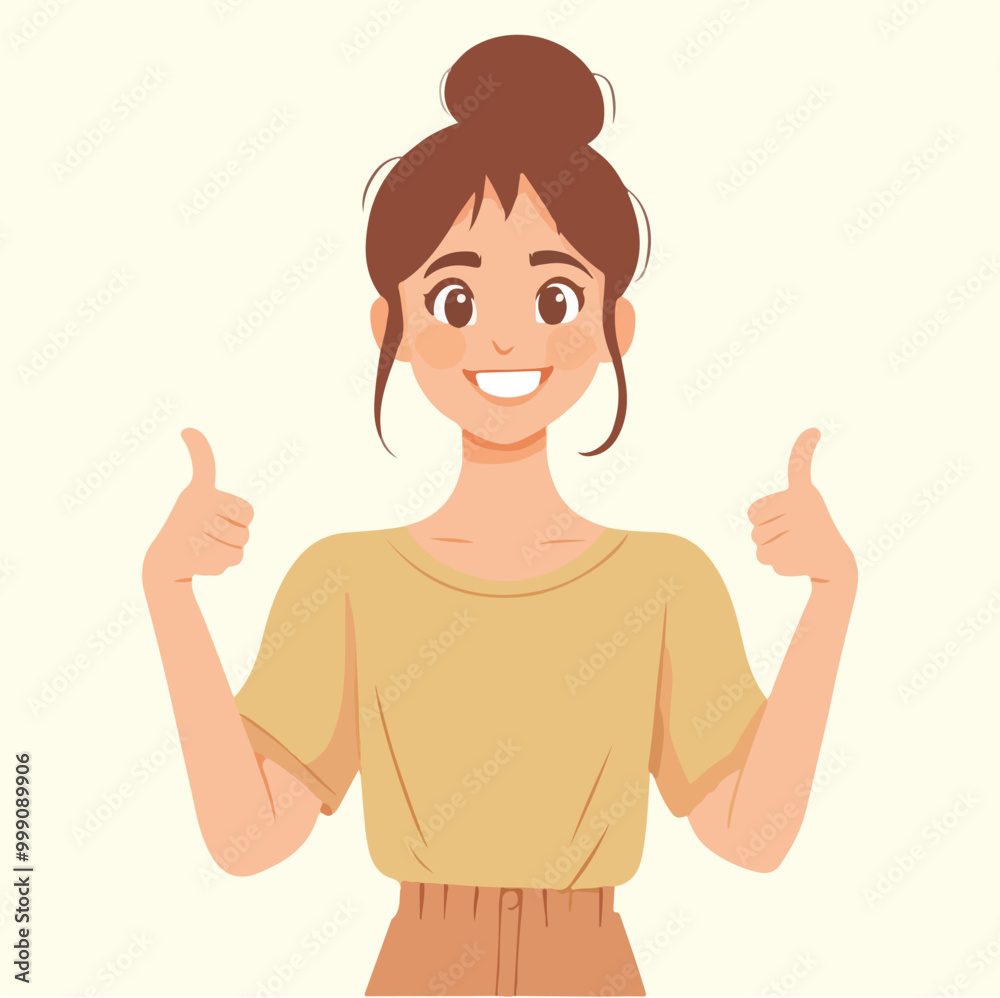 Girl thumbs up expression in a flat design style vector illustration Girl thumbs up expression in a flat design style vector illustration