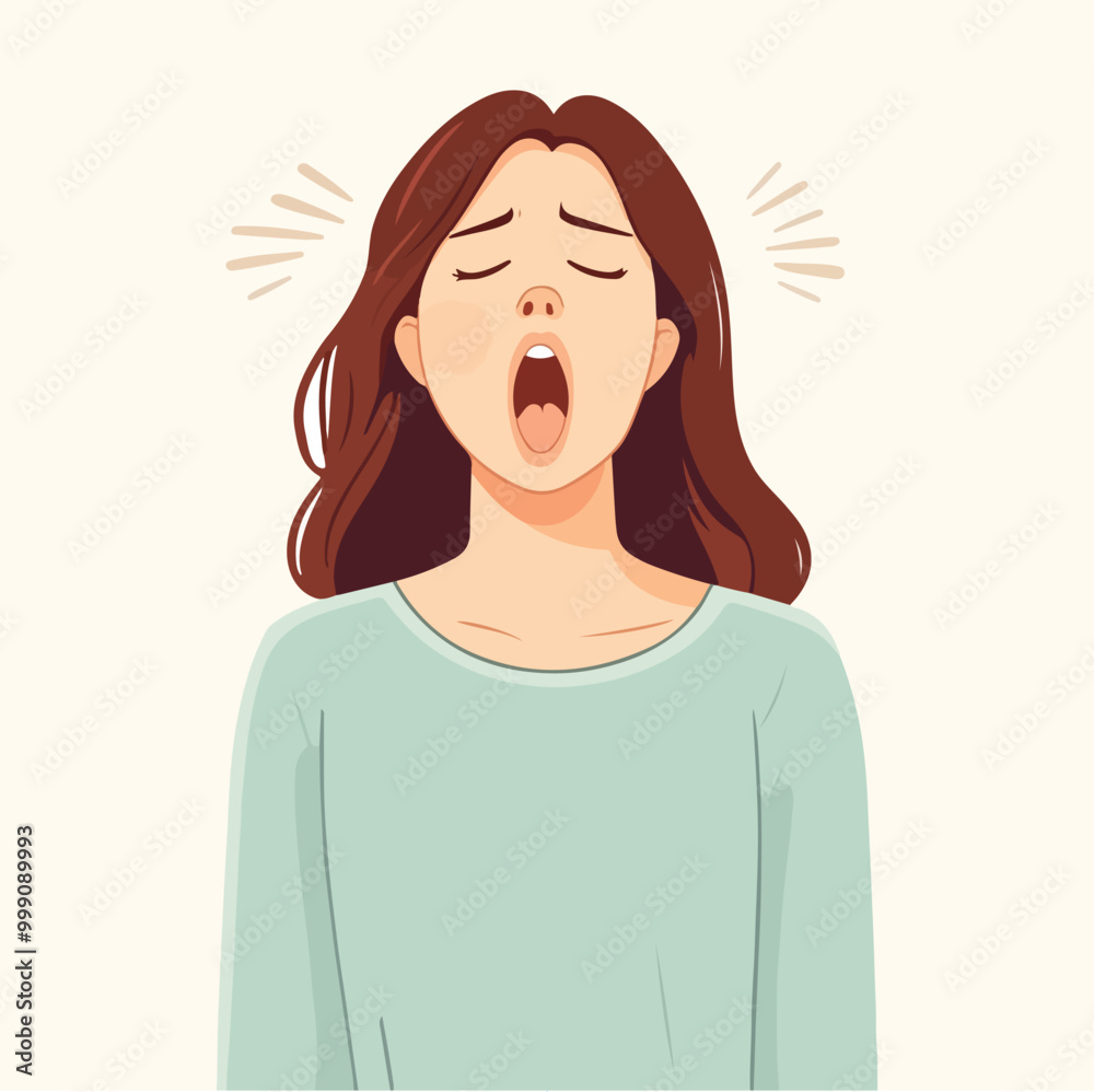 A girl yawning flat illustration A girl yawning flat illustration