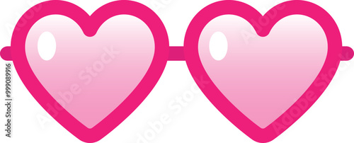 Cute heart-shaped sunglasses with pink tinted lenses icon.