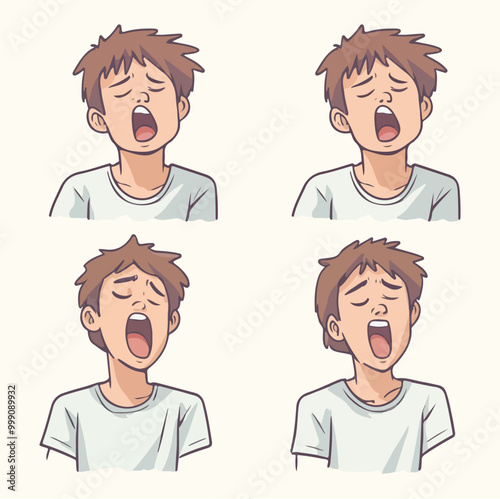 A man yawning flat illustration