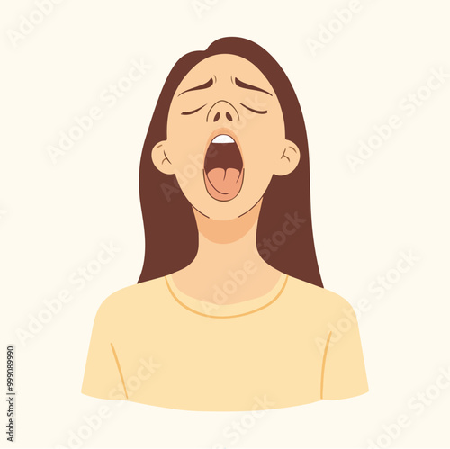 A girl yawning flat illustration