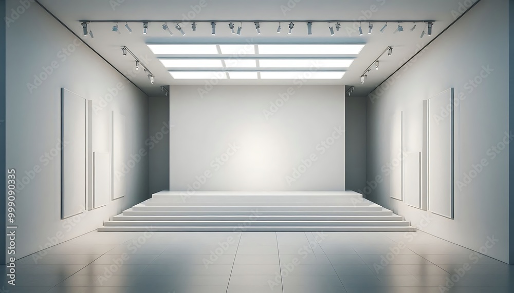 hyper-realistic, empty art gallery with blank white walls and polished floors hyper-realistic, empty art gallery with blank white walls and polished floors