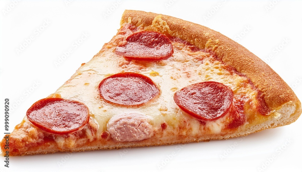 Classic Pepperoni Pizza Slice Isolated on White Background, Clipping Path, Full Depth of Field Classic Pepperoni Pizza Slice Isolated on White Background, Clipping Path, Full Depth of Field
