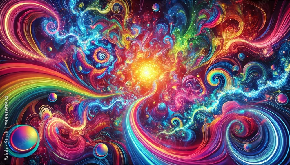 Cosmic Swirls: Journey Through a Neon Universe Cosmic Swirls: Journey Through a Neon Universe