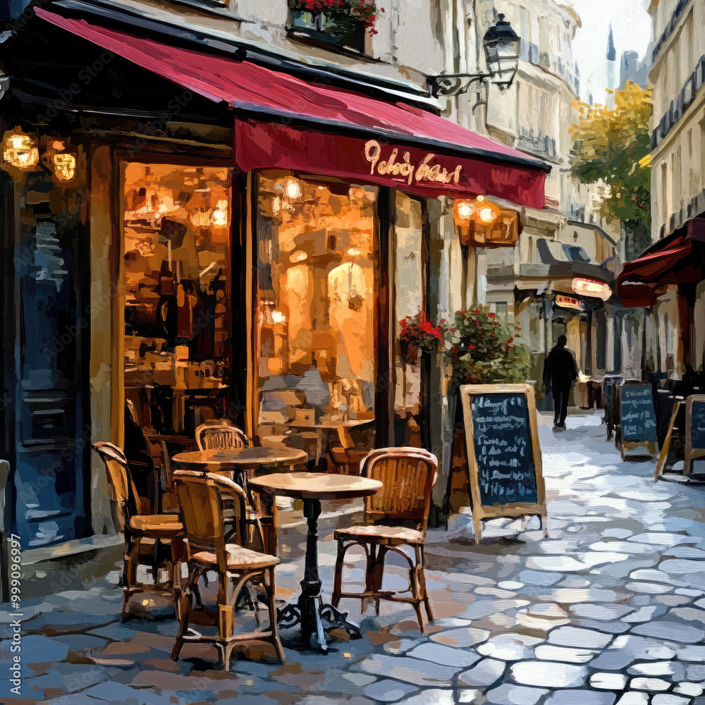 Naklejka premium provence southern france village scene painting postcard