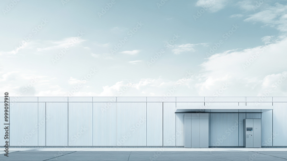A modern, minimalist building with sleek metal panels and a clear blue sky, showcasing contemporary architectural design. A modern, minimalist building with sleek metal panels and a clear blue sky, showcasing contemporary architectural design.