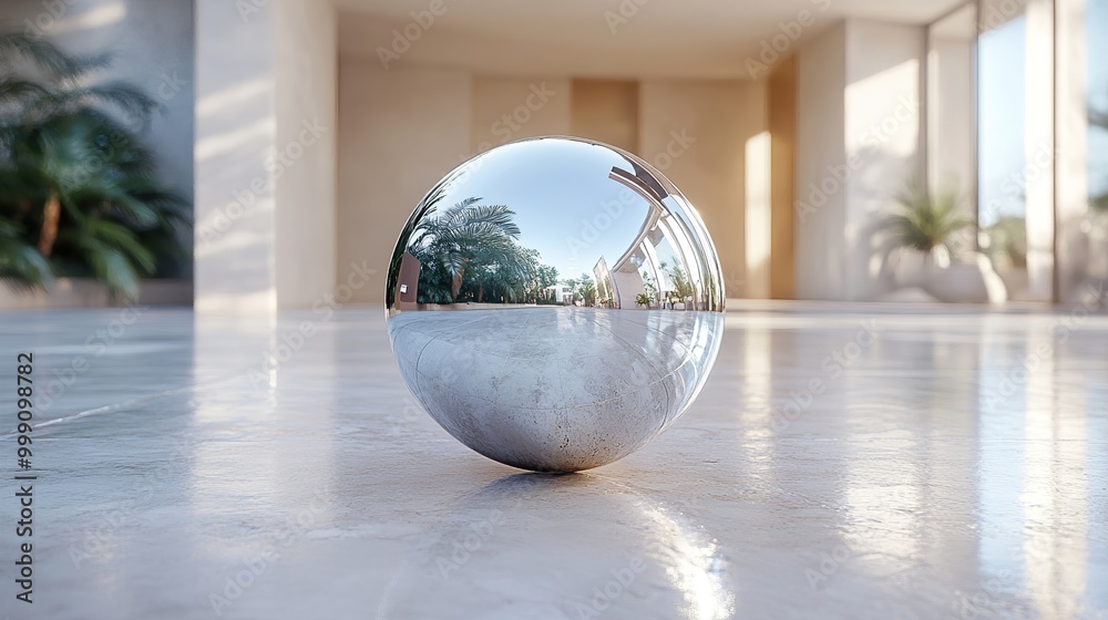Chrome Sphere Reflecting Modern Interior Design Chrome Sphere Reflecting Modern Interior Design