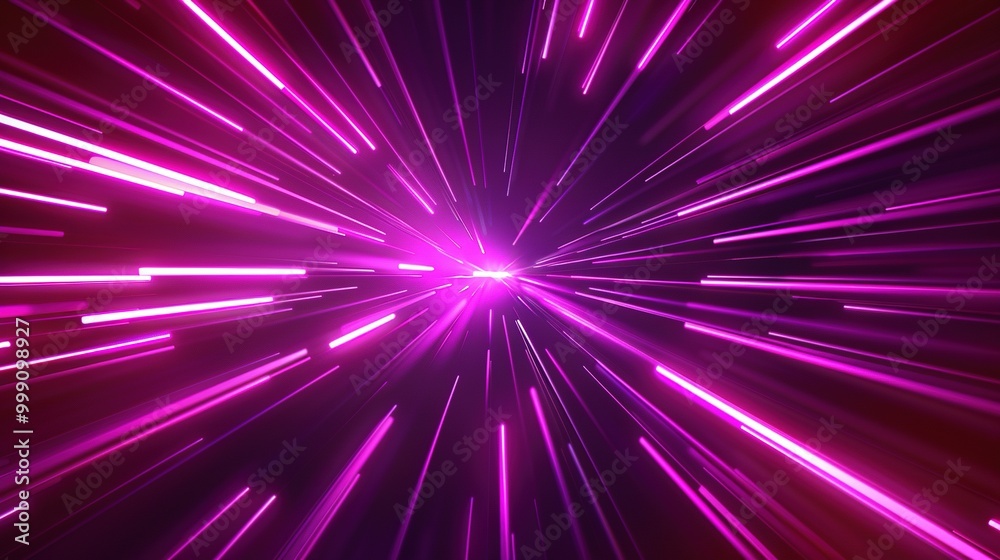 Abstract Purple and White Neon Lines Converging in a Bright Spot Abstract Purple and White Neon Lines Converging in a Bright Spot