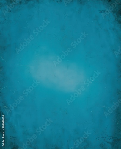 Abstract blue painting with a soft white cloud-like formation in the center.