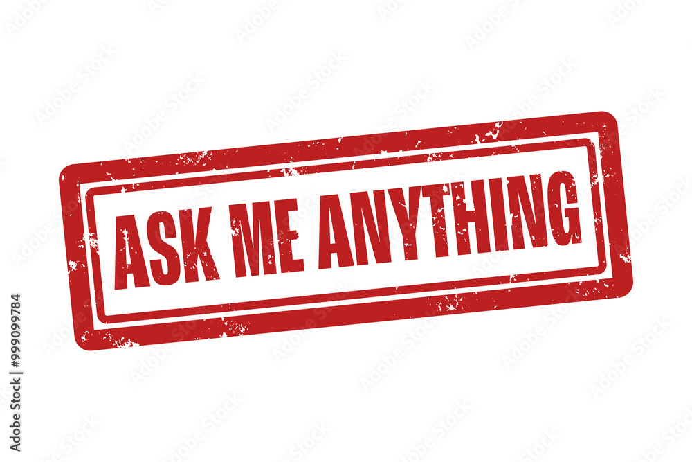 Φωτογραφία ask me anything . A red stamp isolated on white background.