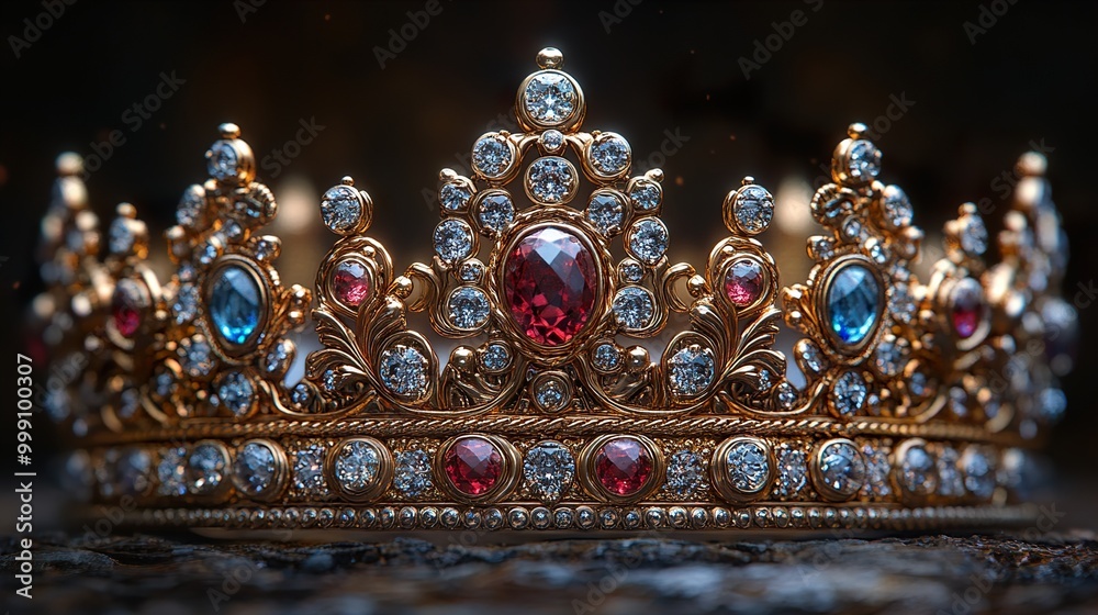 Gold Crown with Diamonds and Gemstones - Symbol of Royalty Gold Crown with Diamonds and Gemstones - Symbol of Royalty