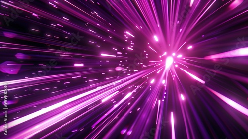 Abstract Purple Light Streaks Radiating from a Central Point