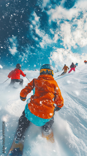 Obraz na płótnie a person skiing, emphasizing adventure, speed, and an outdoor lifestyle during winter w salonie