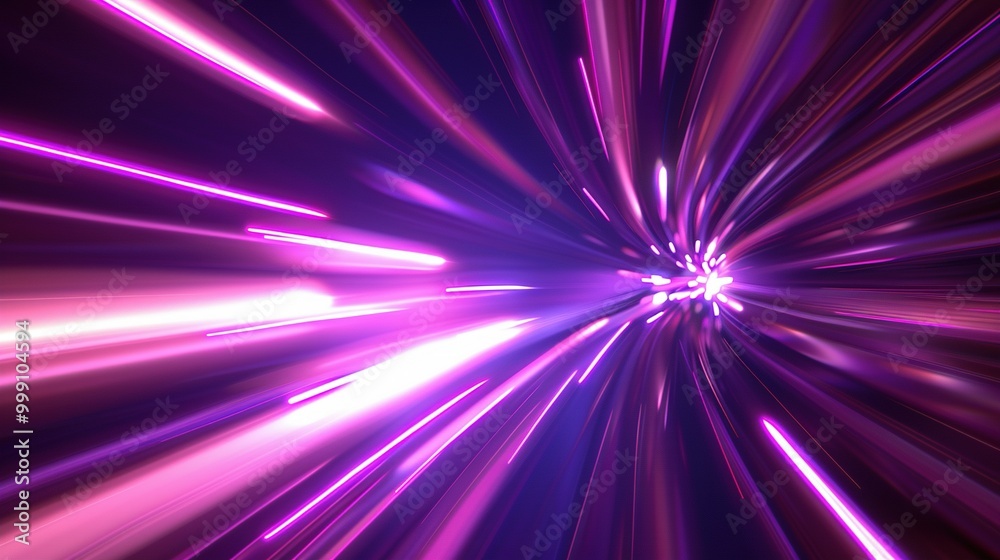 Abstract Purple and White Light Streaks Radiating Outward Abstract Purple and White Light Streaks Radiating Outward