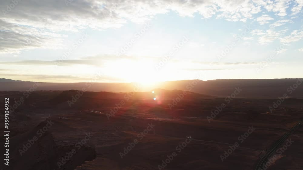 vista aérea do por do sol e fim de tarde no Deserto do Atacama - chile