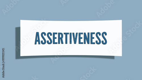 Assertiveness. A card isolated on blue background. photo