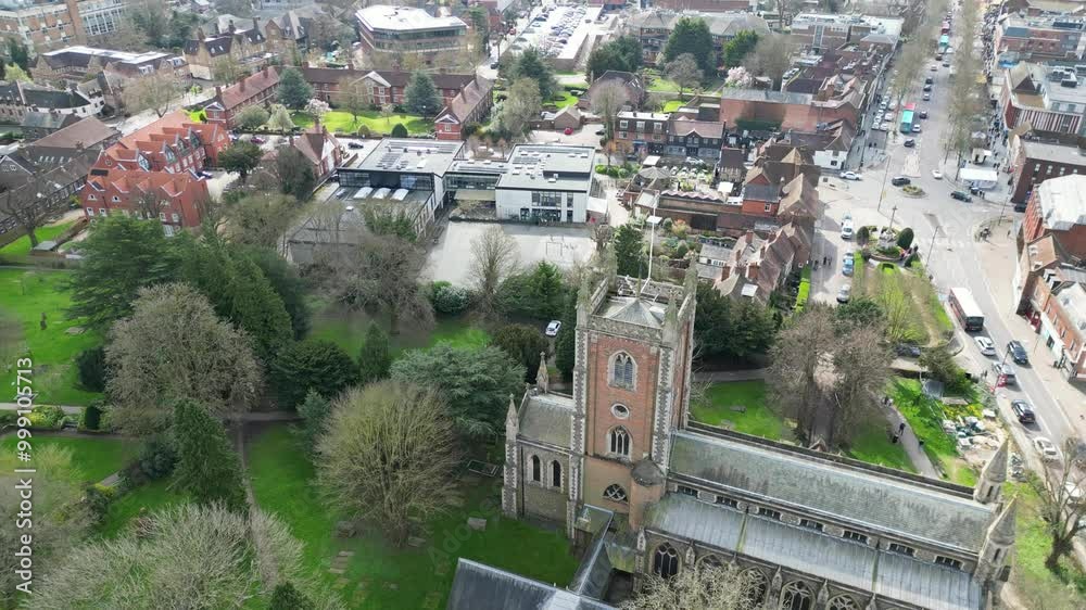 Central Saint Albans City and Downtown View of England United Kingdom. March 16th, 2024 Central Saint Albans City and Downtown View of England United Kingdom. March 16th, 2024