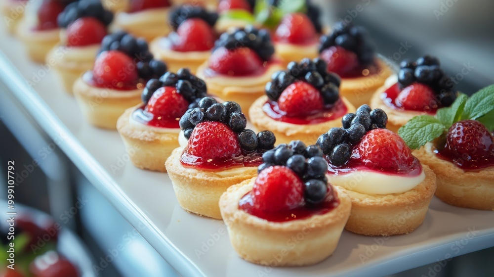 fruit and berry tarts. French pastry and bakery generative ai