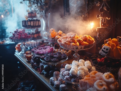 Spooky confectionery treats on the table