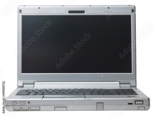 PNG  Frutiger aero Laptop with blank screen laptop computer white background. photo