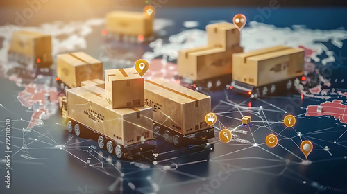 Global Shipping Concept with a Truck Delivering Worldwide



