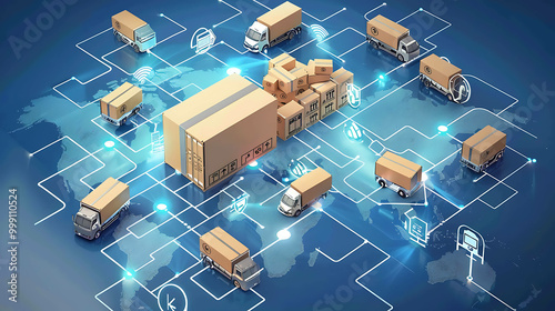 Global Shipping Concept with a Truck Delivering Worldwide



