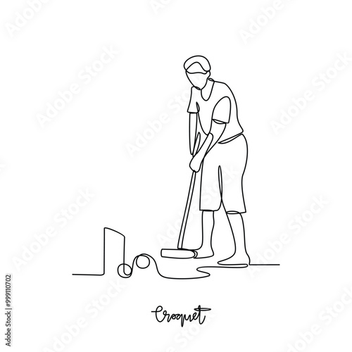 One continuous line drawing of Croquet sports vector illustration. Traditional sports design in simple linear continuous style vector concept. Sports theme design for your asset design illustration.