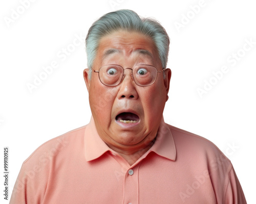 PNG Chinese Grandfather suprised face portrait photography glasses. photo