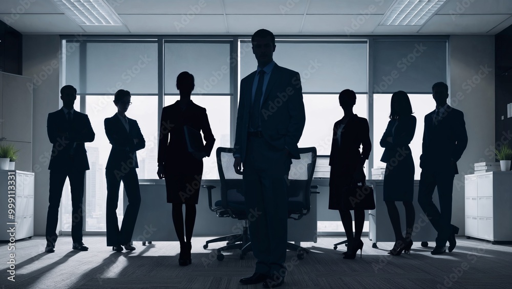 silhouettes of business people in office silhouettes of business people in office