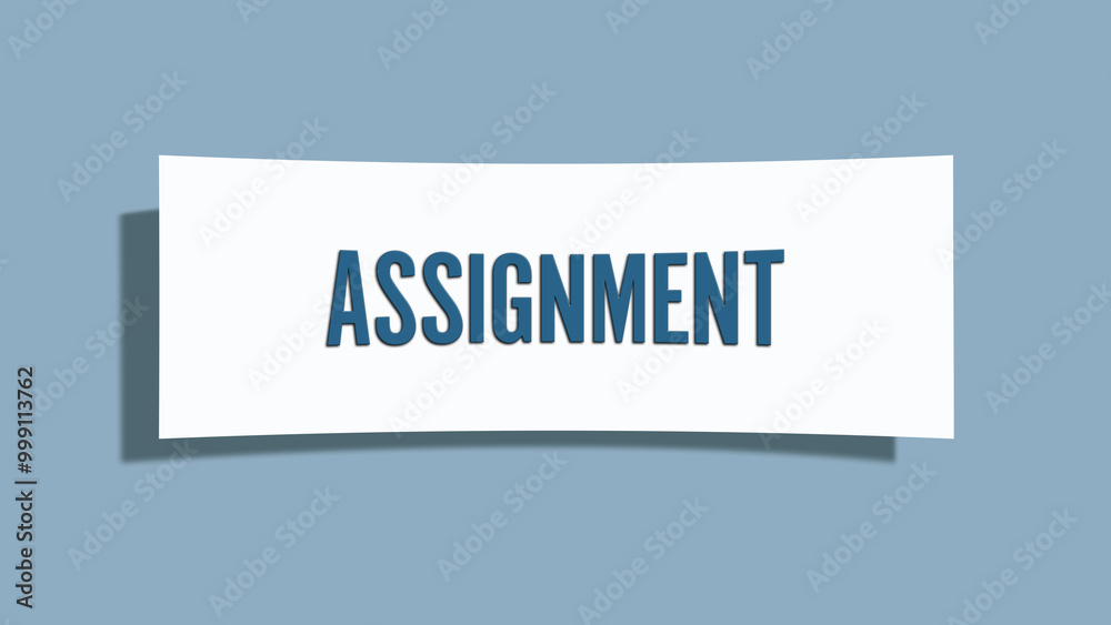 Assignment. A card isolated on blue background. Assignment. A card isolated on blue background.