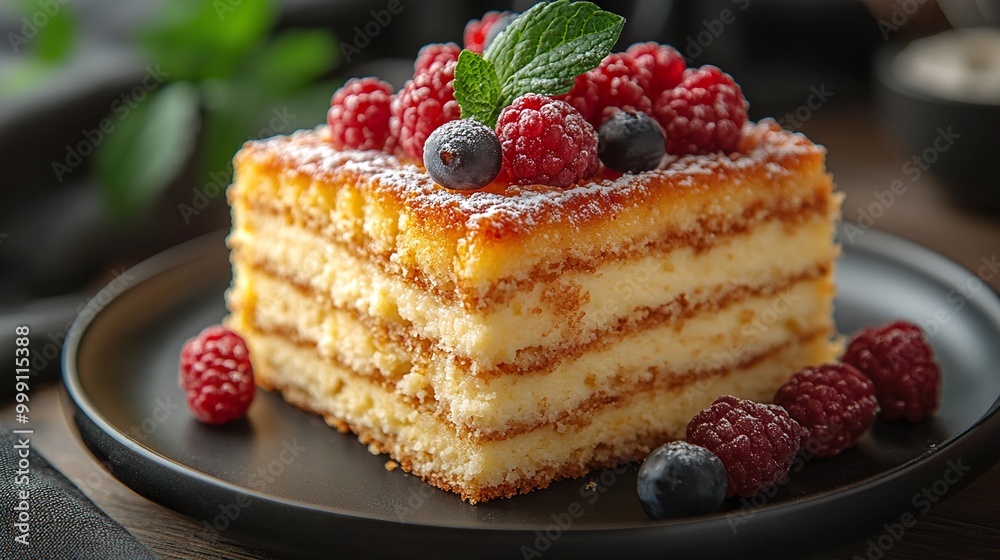 Layered Cake with Raspberries and Blueberries - Delicious Dessert Recipe Layered Cake with Raspberries and Blueberries - Delicious Dessert Recipe