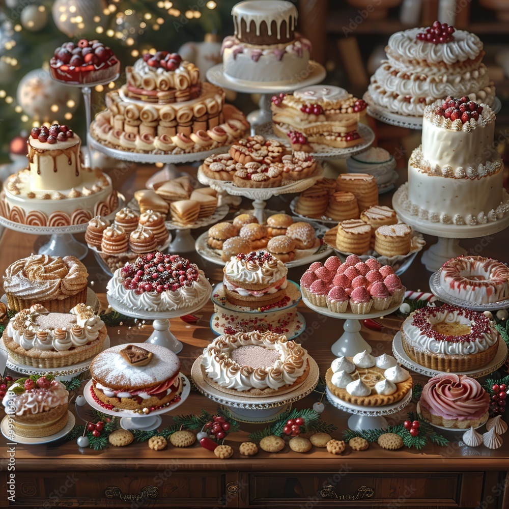 A Festive Table of Delicious Desserts A Festive Table of Delicious Desserts