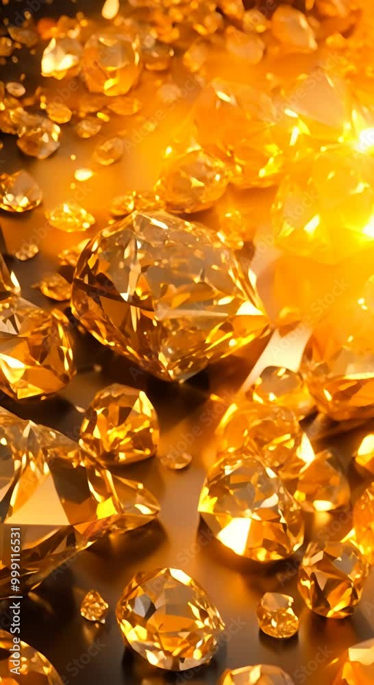 Luxury golden diamonds close up 4k animation vertical Luxury golden diamonds close up 4k animation vertical