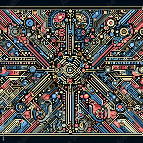 Circuit Board Pattern with Many Electronics Components. Circuit Pattern for Technology Concepts Graphics Resources Pattern Design