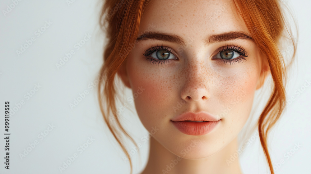 Obraz premium Młoda kobieta z długimi, falującymi włosami, które swobodnie opadają na ramiona.