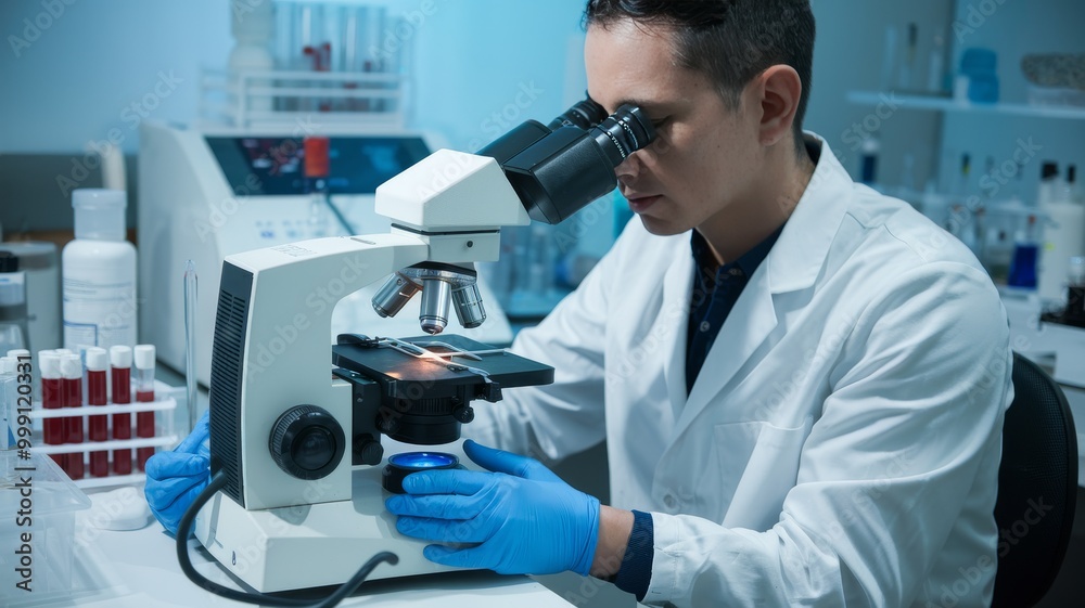 Scientist working on cultured meat in a laboratory Scientist working on cultured meat in a laboratory